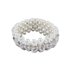 HAARKNOTBAND- CRYSTAL-PEARL-WIT